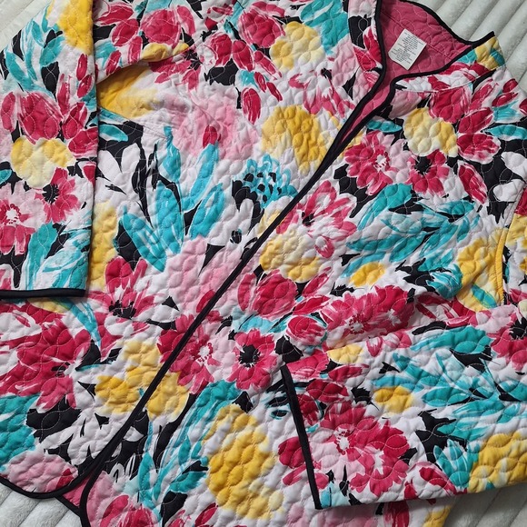 Alfred Dunner Jackets & Blazers - Quilted Tulip Floral Open Front Jacket Womens 20W Spring Easter Cottage Core